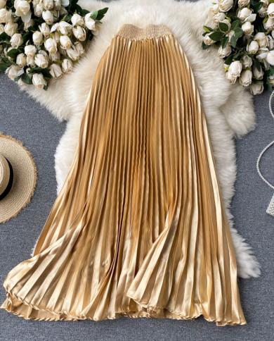 High waisted outlet gold pleated skirt