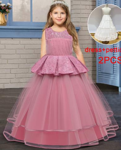 2023 תחרות ילדים שמלת ערב ארוכה לילדות ילדות תחפושת חרוזים שמלות נשף נסיכה ווסטידו מסיבת ילדה חתונה