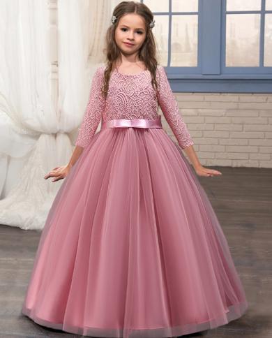 2023 קיץ שרוולים ארוכים שושבינה שמלות ילדים לבנות בגדי שמלת נסיכות אלגנטית שמלת ילדה מסיבת חתונה 14 10