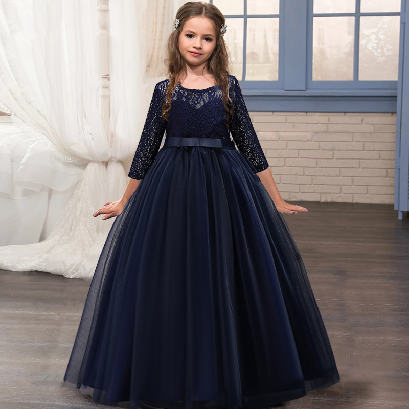 MQATZ Elegant Girl's Princess Sleeveless Dress Kids Wedding Clothes  Bridesmaid Formal Long Birthday Party Gown LP-391