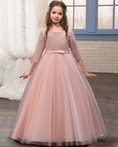 2023 Summer Long Sleeve Bridesmaid Kids Dresses For Girls Elegant