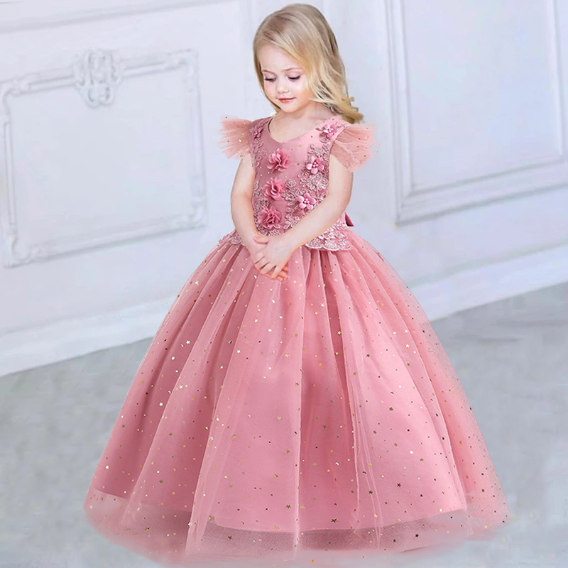 2023 Applique Kids Pink Bridesmaid Dresses For Girls Star Princess Dre 