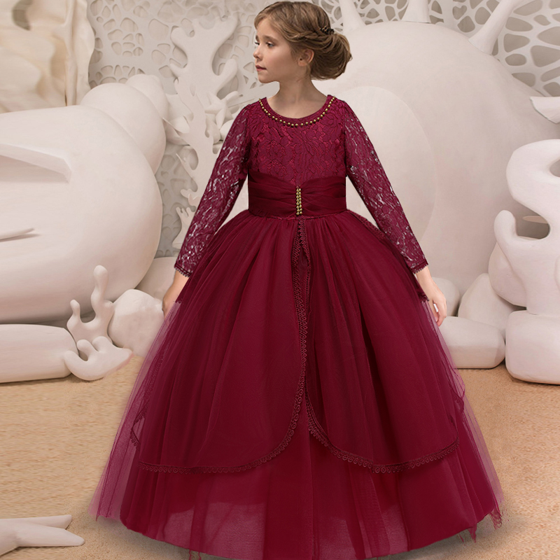 2023 Winter Kids Party Dress For Girls Children Costume Lace Prom Princess Dresses Vestido Long Sleeve Girl Wedding Clot 2023 Winter Kids Party Dress For Girls Children Costume Lace Prom Princess Dresses Vestido Long Sleeve Girl Wedding Clot