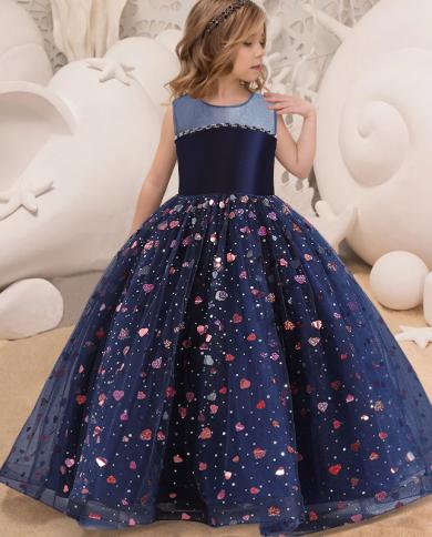 2023 קיץ ילדים שמלת ערב לילדות ילדים תחפושת שמלת נשף שמלות נסיכות אלגנטיות vestidos לב מסיבת ילדה