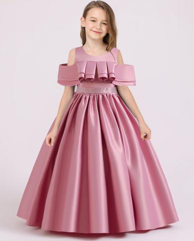 2023 רשמית שמלת כתף אחת שמלות ילדים לילדות ילדות נסיכות מסיבה אלגנטית ושמלת כלה ילדה ערב ערב