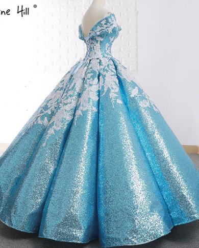 blue ribbon wedding dress Wedtrend Women Light Blue Prom Dress with Slit Sparkly Sequins Mermaid  Spaghetti Straps Party Dress – WEDTREND main image 0