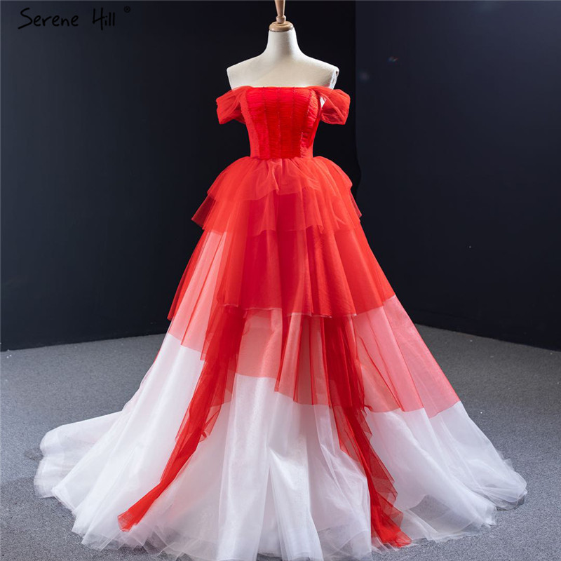 fitted lace wedding dress Red Strapless Tiered Ruffled Prom Dresses Sweetheart Tulle Ball Gown A –  Viniodress