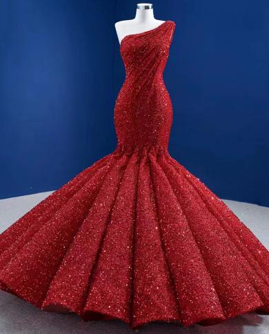 serene hill red כתף אחת שמלות ערב יוקרתיות 2023 פאייטים חרוזים מרמיאד כלה אלגנטית לנשים מסיבת hm67447