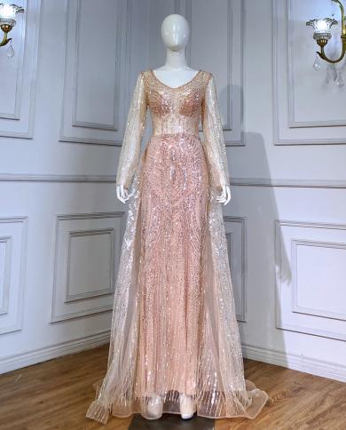Serene Hill מוסלמי אפרסק שמלות שמלות ערב שמלות 2023 יוקרה חרוזים בתולת ים אלגנטית לנשים מסיבת פלוס מידה la