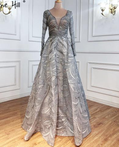 Serene Hill Grey With Overskirt Mermaid Evening Gowns Dresses