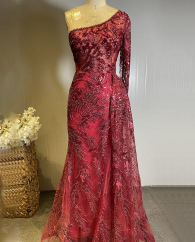 שליו היל יין אדום שמלות ערב יוקרתיות שמלות 2023 חצאית על בתולת ים חרוזים אלגנטית לנשים מסיבה פלוס מידה la7156