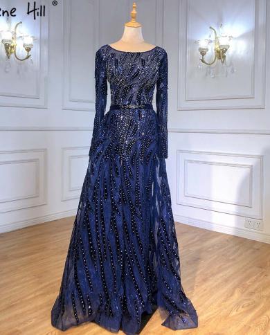 Serene hill muslim plus size כחול כהה עם חצאית שמלות ערב שמלות 2023 בתולת ים אלגנטית לנשים מסיבת la71382