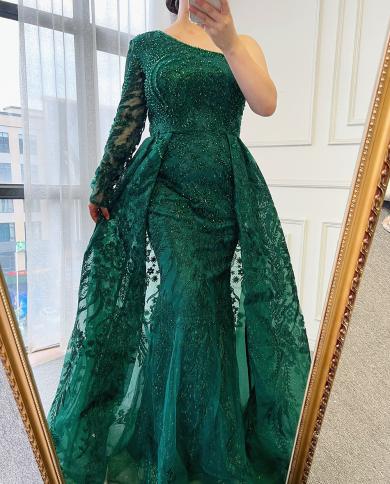 שליו היל ירוק יוקרתי שמלות ערב שמלות 2023 בתולת ים חרוזים חצאית אלגנטית לנשים מסיבת la7160