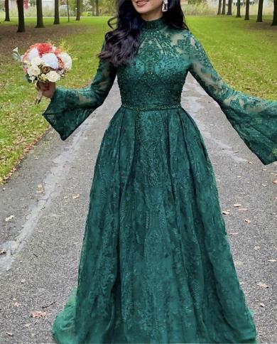 Serene hill מוסלמי ורוד תחרה חרוזים שמלות ערב שמלות אלין יוקרה לנשים מסיבת חתונה la71247 שמלות ערב