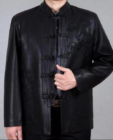 מעיל עור לגברים בסגנון סיני בגדי גברים מעילי רקמה רפויים מידה m4xl חליפת tang chinoiserie זקטים הלבשה עליונה b