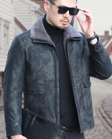 New Brand Mens Leather Jackets Autumn Winter Thick Coats Men