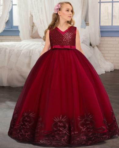 Child Kid Girls Princess Glitter Velvet Dress Wedding Prom Party Banquet  Gown