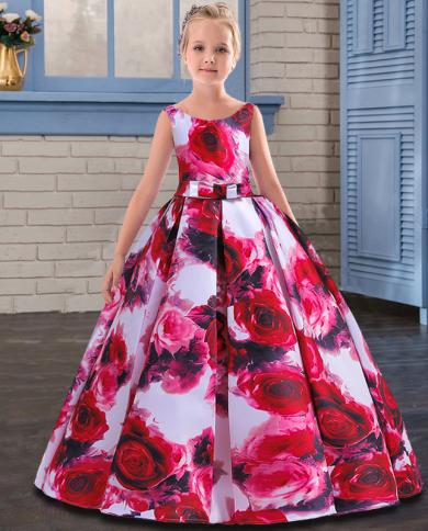 Jacquard Party Wear Girls Printed Long Gown, Age: 4-12 Year, 24-36