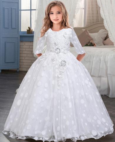 2023 Summer Long Sleeve Flower Girl Dress Elegant Kids Dresses For Girls Party Wedding Bridesmaid Princess 2023 Summer Long Sleeve Flower Girl Dress Elegant Kids Dresses For Girls Party Wedding Bridesmaid Princess