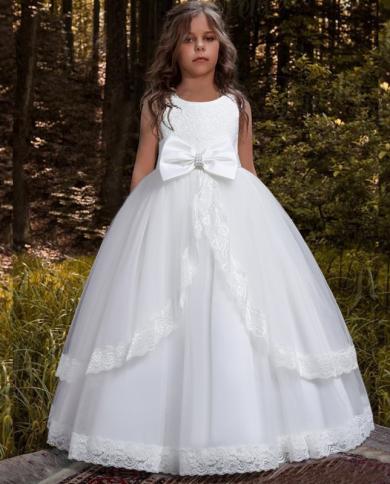 2023 תחרות פרח שושבינה שמלת שושבינה לילדה תחפושת ילדים לבנה טהור שמלות נסיכה בנות שמלת vestido 10 1