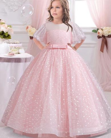 2023 קיץ ילדים שמלת נסיכה לילדות תחפושת תחרה שמלת ילדה שמלות מסיבה vestidos שמלת שרוולים נפוחים 4 14
