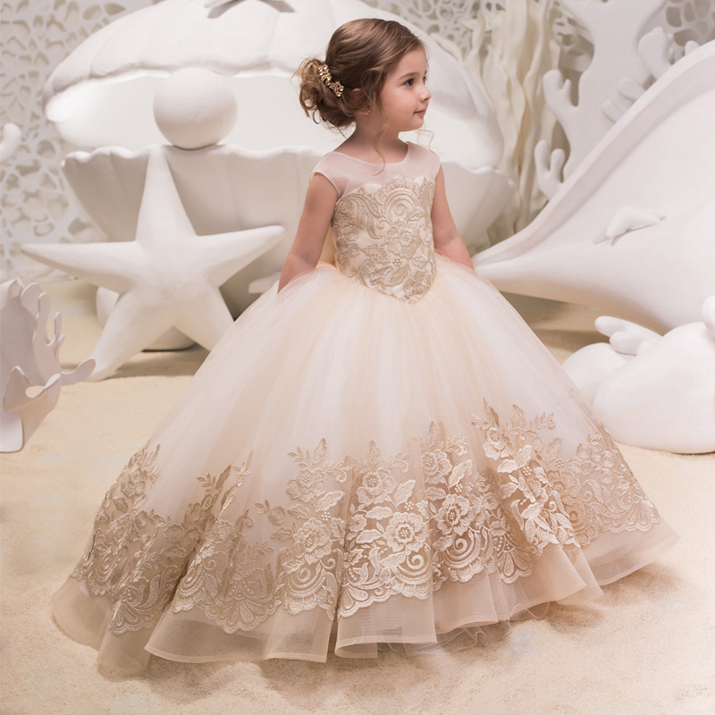 Kids Wedding Bridesmaid Tulle Tutu Dress Flower Girls Pageant Long Party  Gown | eBay
