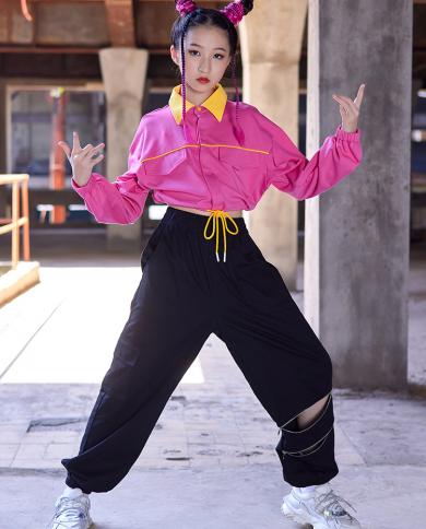 Hip Hop Dance Costumes Street Dance Jazz Costumes Festival Outfit Cotton  Tops White Black Pants Women Performance Dance Clothes