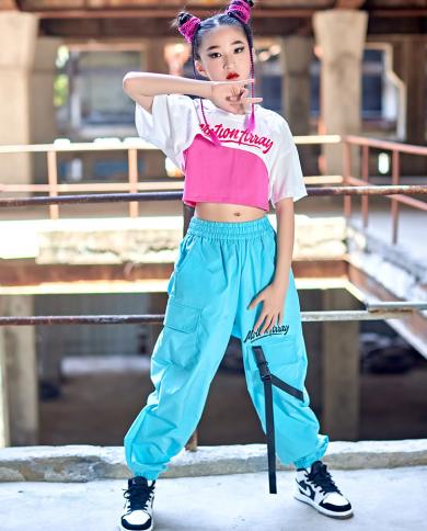 2023 Girls Clothes Fashion Crop Tops Casual Pants Kids Hip Hop Costume  Modern Jazz Performance Clothing