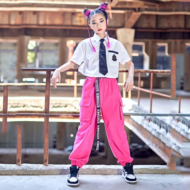 2022 Kids Clothes Girls Hip Hop Dance Costume Summer Kpop Outfit Loose ...