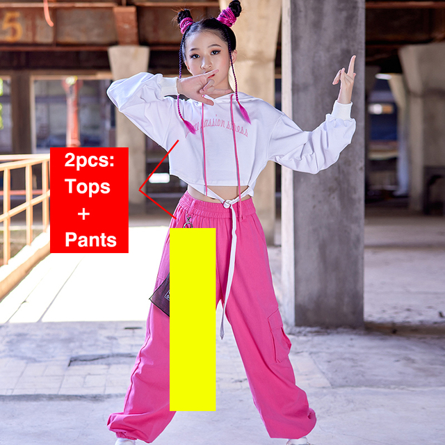 Modern Dance Clothes Girls Kpop Long Sleeves Outfit White Tops