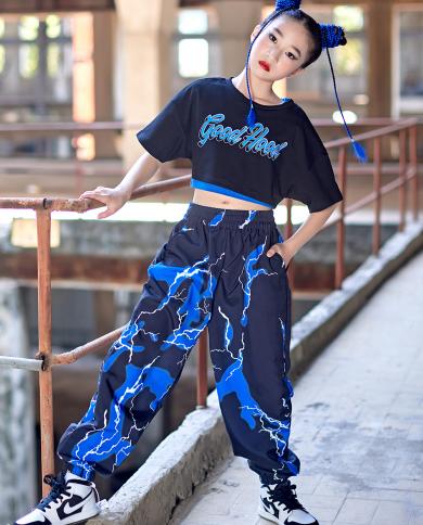 2023 Girls Hip Hop Clothes Denim Tops Pants Jazz Dance Costume