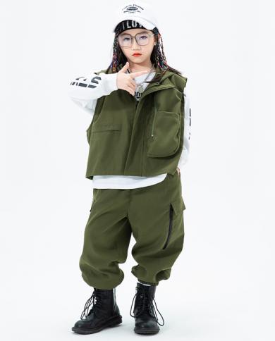 2022 Hip Hop Dance Costume For Girls White Vest With Fluorescent Green  Green Cargo Pants Womens Perfect For Jazz Performance And Street Dancing  BL6316 From Amarylly, $21.78