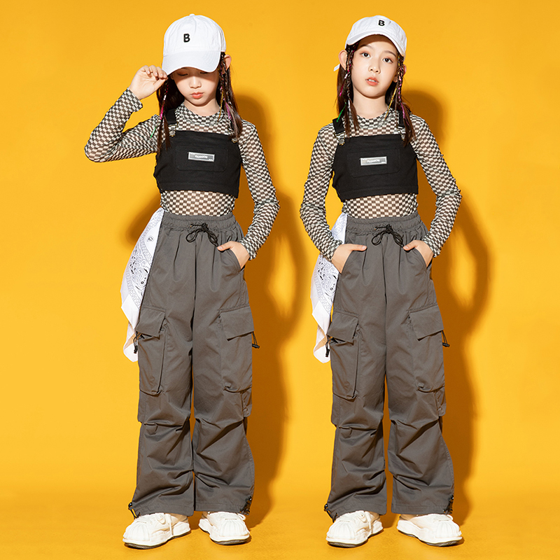 Fashion Kids Jazz Dance Costume Blue Crop Tops Cargo Pants Hip-Hop Clothes  For Girls K-pop Concert Performance Outfit BL9256 - AliExpress
