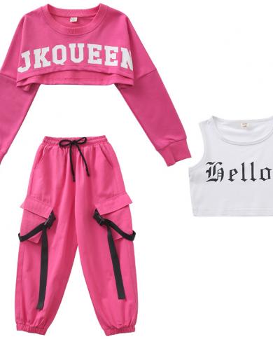 Tops White Cargo Pants Kids Hiphop Performance Outfit Kpop Stage Wear Girls  Jazz Dance Clothes Hip Hop Costume Hooded Pink