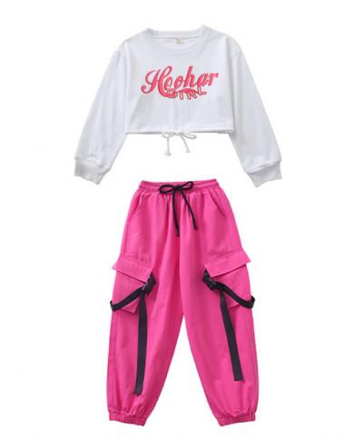 2023 Pink Jazz Costume For Girls Hip Hop Dance Clothes Crop Tops