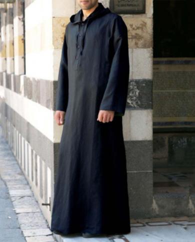 סגנון ערבי פשוט ארוך חולצת קפוצון לגברים חלוק מוסלמי אופנה מוסלמית אבאיה דובאי ערבי ביגוד אסלאמי