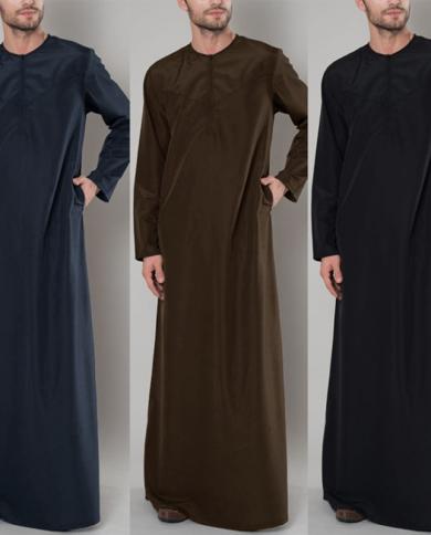 2023 חדש מוסלמי מזרח תיכון ערבי דובאי מלזיה גברים שמלה רפויה רוכסן חולצה ארוכה מידה גדולה 5xl קפטן גברים ropa islamica