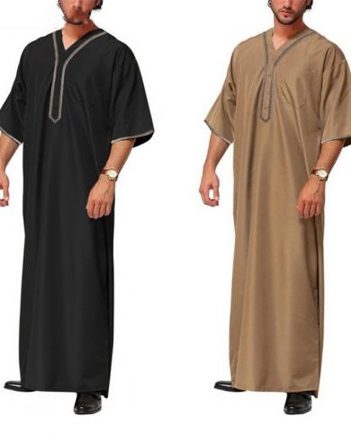 2023 חדש מוסלמי מזרח תיכון ערבי דובאי מלזיה לגברים חולצת כפתור חלוק רפויה דה מודה מוסולמנה בגדים אסלאמיים