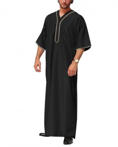 2023 גלימות מוסלמיות חדשות במזרח התיכון ערבי דובאי מלזיה גברים חולצת כפתור חלוק רופף ביגוד אסלאמי ropa islamica hombr