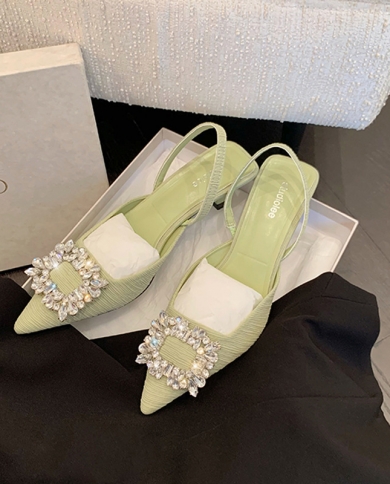 2023 new wizard of oz אופנה אבזם מרובע יהלומים מלאכותיים rhinestone מחודדת סנדלי עקב גבוה baotou backspace סנדלי סטילטו