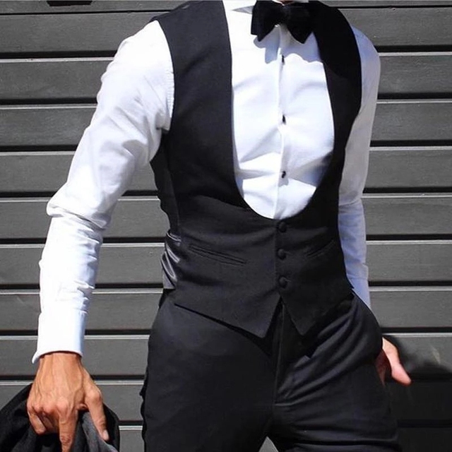 Shaped Waistcoat U Neck Waistcoat Men Mens Low Cut Vest Mens Vest