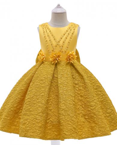 שמלת ילדים ומסיבת יום הולדת בסיטונאות ביצועים שמלת נסיכה ילדה מבד סאטן חרוזים yt049