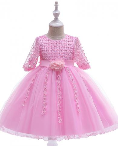 new  and  childrens dress with beads performance clothes gauze puffy princess catwalk girls wear فستان yt100