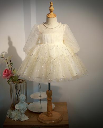 המחיר הטוב ביותר שמלת ילדה פרח מסיבת שנה חדשה מארח ילדים נסיכות חתונה שמלה גבוהה vetement bebe fille ymx104