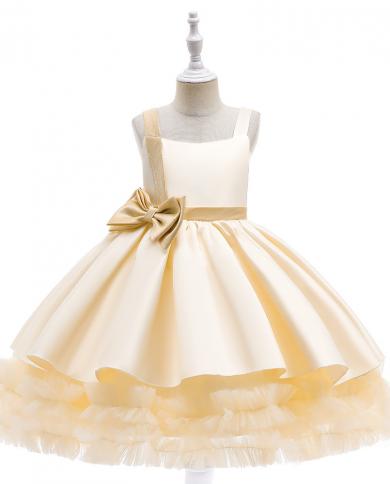 ושמלות ילדים פרח מסיבת חג המולד הופעת פסנתר בנות שמלת נשף נפוחה vestido yt004