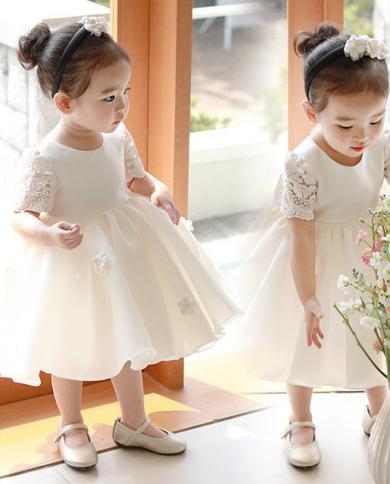 Autumn Princess Dress Childrens Fluffy Yarn Flower Girl Piano Costume Host  Birthday Wedding Dress Ropa Nia Ymx019 Color 1 Ships From China