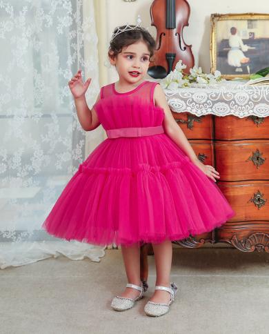 new girls dress fluffy mesh princess dress flower girl catwalk piano performance dress western style host dress فست�