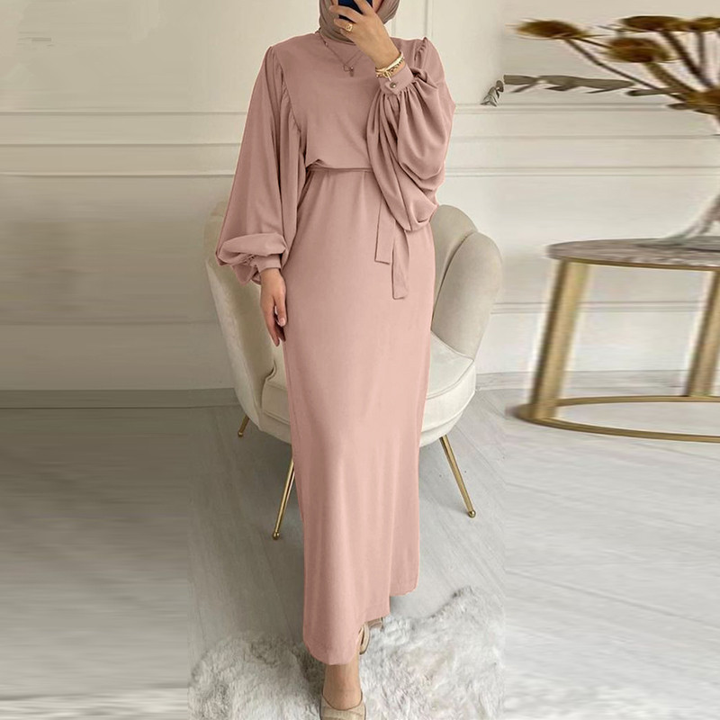 Eid Mubarak Muslim Fashion Hijab Dress Arabic Abaya Dubai Balloon Sleeve With Ribbon Women Islamic Dresses Turkey Modest size S Color Black Eid Mubarak Muslim Fashion Hijab Dress Arabic Abaya Dubai Balloon Sleeve With Ribbon Women Islamic Dresses Turkey Modest size S Color Black