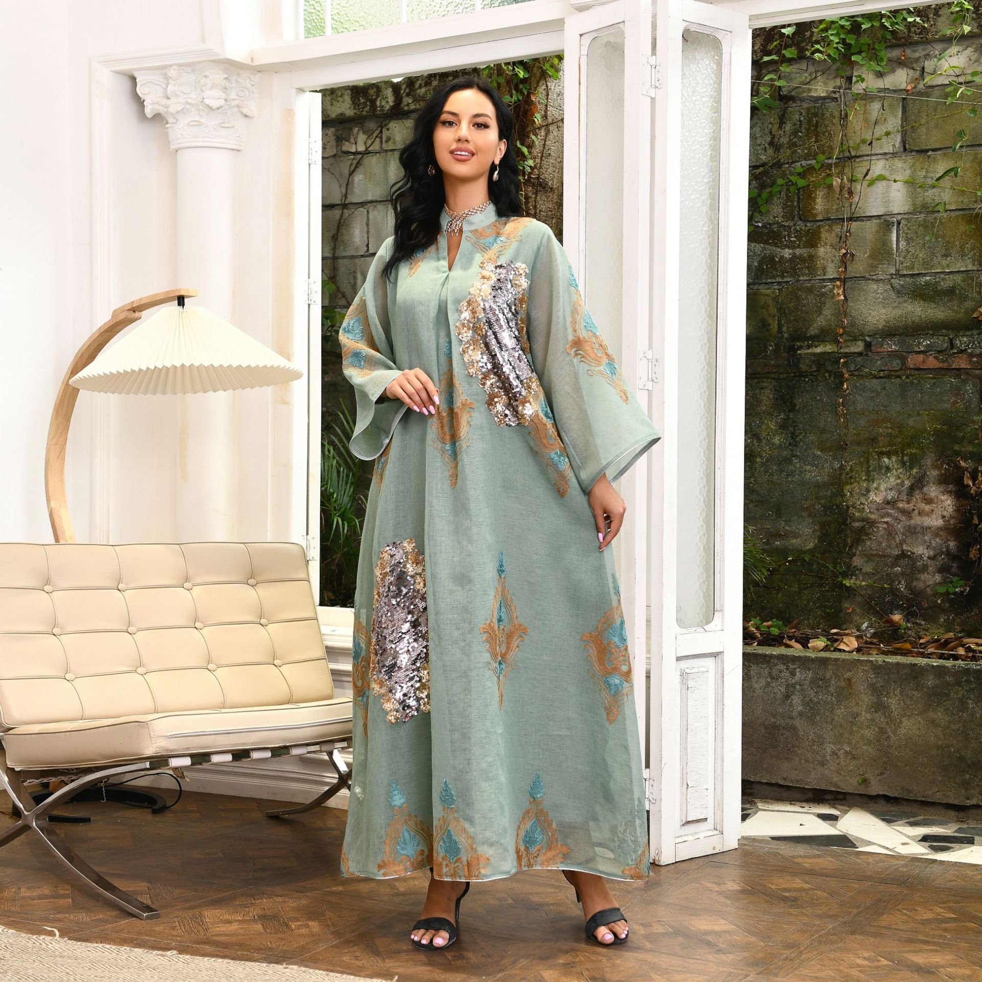 knee length dresses for ladies Malaiqa Arabic Dress – anahco main image 0