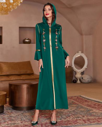 שמלה ערבית מוסלמית שרוולים מתלקחים סאטן אבאיה קפטנס לנשים מסיבת ערב שמלות טורקיות חלוק מריאז מוסולמן איסלה